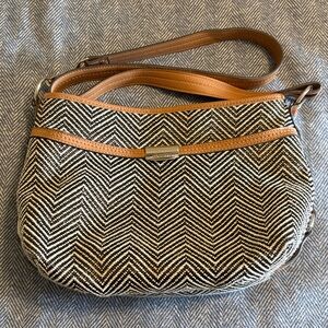 Rosetti Black and Tan Chevron Shoulder Bag